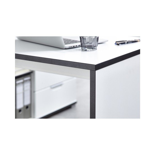 Biely pracovný stôl s odkladacím stolíkom so zásuvkami Germania X-image-1
