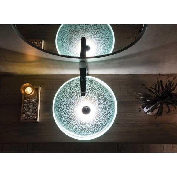 Sklenené okrúhle umývadlo ø 42 cm Ice – Sapho-image-1