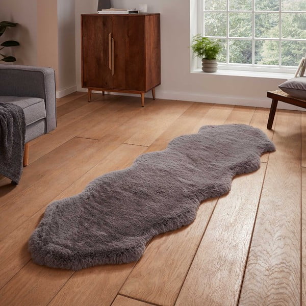 Sivý syntetický behúň 60x180 cm Super Teddy – Think Rugs-image-1