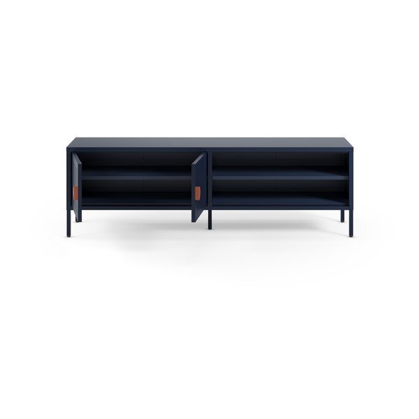 Tmavomodrý kovový TV stolík 160x50x35 cm Sayla – Marckeric-image-1