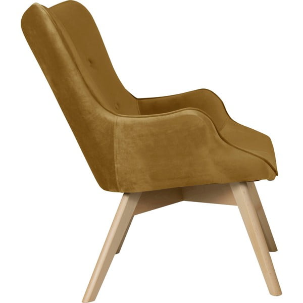 Zamatové kreslo v horčicovej farbe Niko – Ropez-image-3