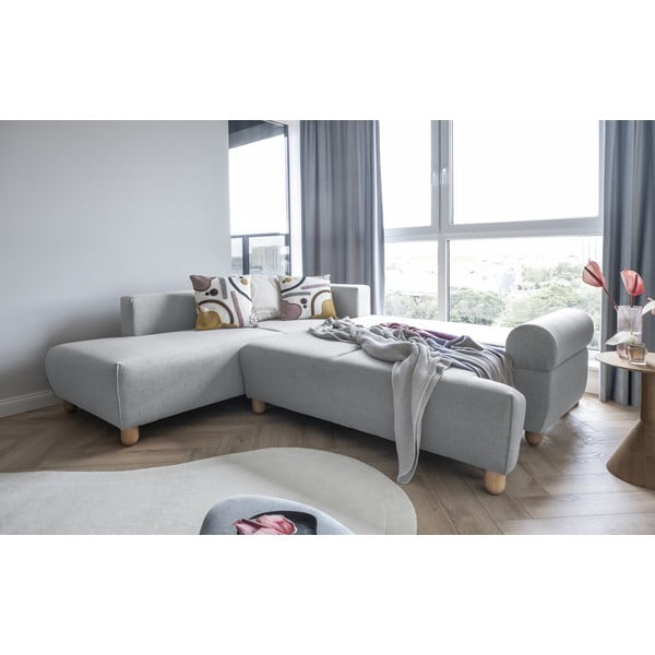 Svetlosivá rozkladacia rohová pohovka (ľavý roh) Bouncy Olli – Miuform-image-1