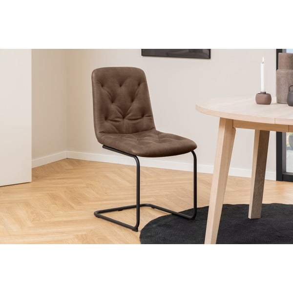 Hnedé jedálenské stoličky z imitácie kože v súprave 2 ks Kira – Actona-image-1