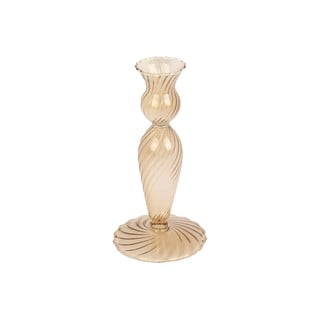 Svetlohnedý sklenený svietnik PT LIVING Swirl, výška 17 cm