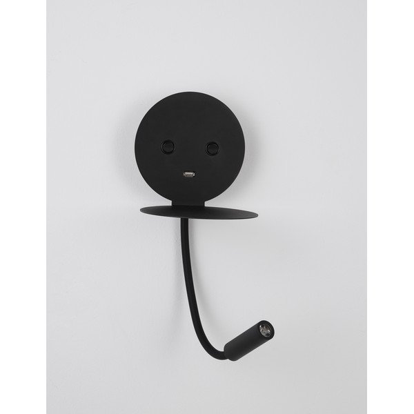 Čierne hliníkové LED nástenné svietidlo s ohýbateľnou konštrukciou/s USB portom Eclip – Nova Luce-image-3