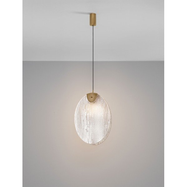 Oceľové LED závesné svietidlo v mosadznej farbe so skleneným tienidlom Shelina – Nova Luce-image-3