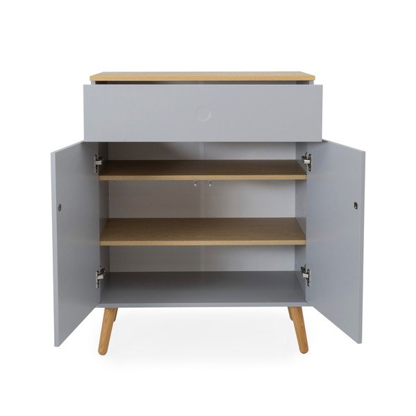 Sivá skrinka s detailmi v dekore dubového dreva Tenzo Dot, šírka 79 cm-image-2