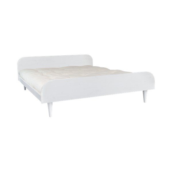 Dvojlôžková posteľ z borovicového dreva s matracom Karup Design Twist Double Latex White/Natural, 140 × 200 cm