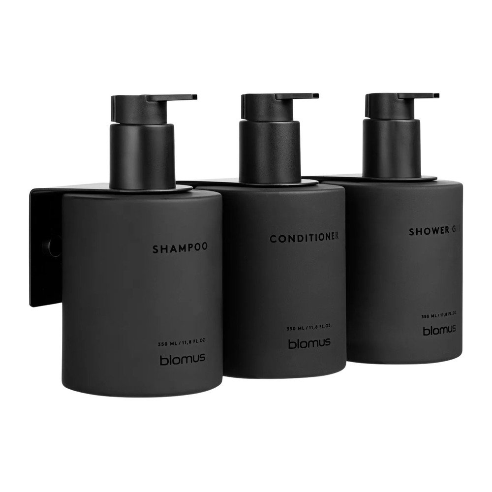 E-shop Čierne nástenné sklenené dávkovače mydla v súprave 3 ks 350 ml Kirei – Blomus