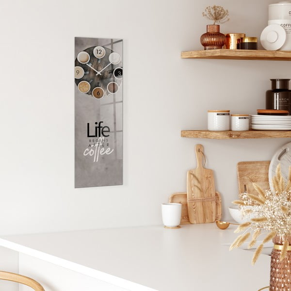Nástenné hodiny Styler Glassclock Coffee Love, 20 × 60 cm-image-1