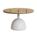 Okrúhly konferenčný stolík s doskou z akácie v bielo-prírodnej farbe ø 55 cm Saura – Kave Home