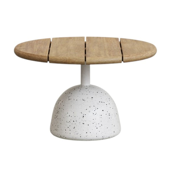 Okrúhly konferenčný stolík s doskou z akácie v bielo-prírodnej farbe ø 55 cm Saura – Kave Home