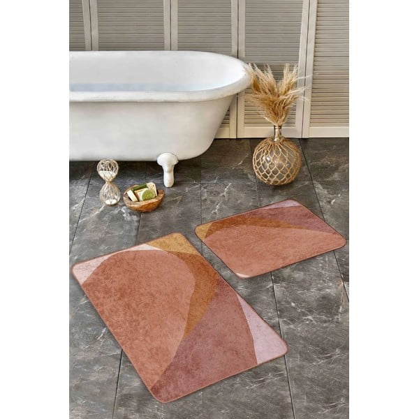 Hnedé zamatové kúpeľňové predložky v súprave 2 ks 60x100 cm – Mila Home-image-4