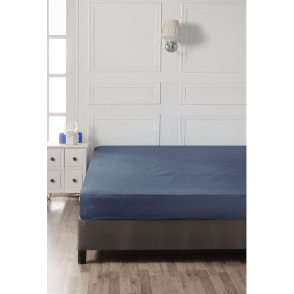 Tmavomodrá napínacia bavlnená plachta 140x200 cm – Mijolnir-image-2