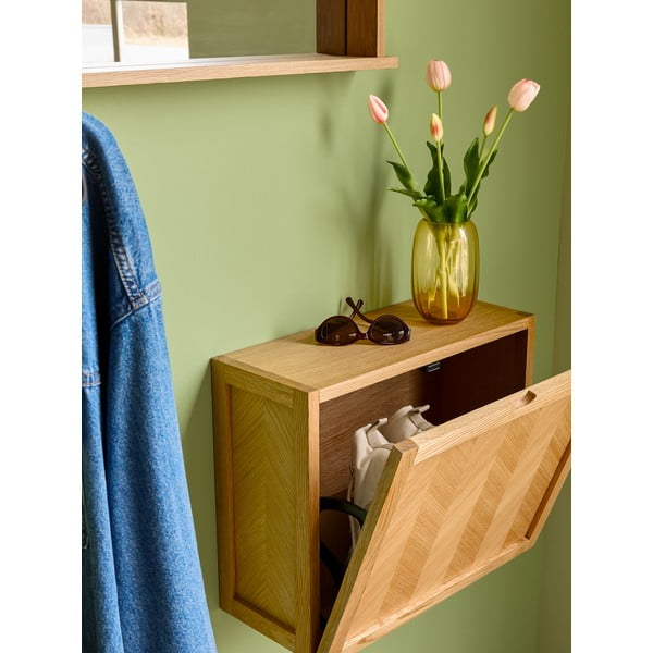 Nástenná skrina na topánky z dubového dreva Hübsch Herringbone-image-3