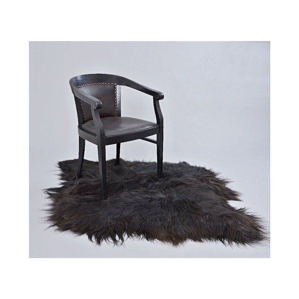 Tmavý kožušinový koberec s dlhým chlpom, 90 x 80 cm-image-2