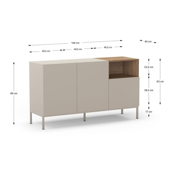 Komoda v prírodnej farbe 140x80 cm Cailin – Marckeric-image-3