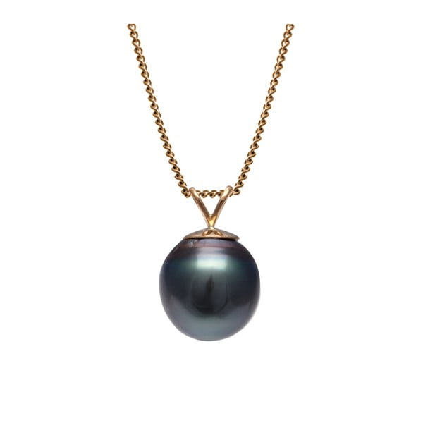 Zlatý náhrdelník s čiernou tahitskou perlou GemSeller Carst