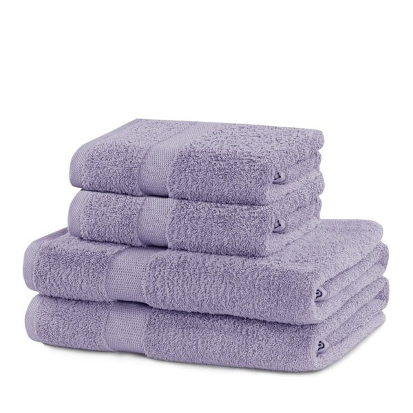 Froté bavlnené uteráky a osušky v levanduľovej farbe v súprave 4 ks Marina – DecoKing