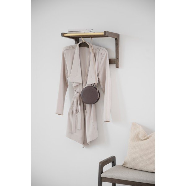 Tmavo hnedý nástenný vešiak z dubového dreva Inverness - Rowico-image-3