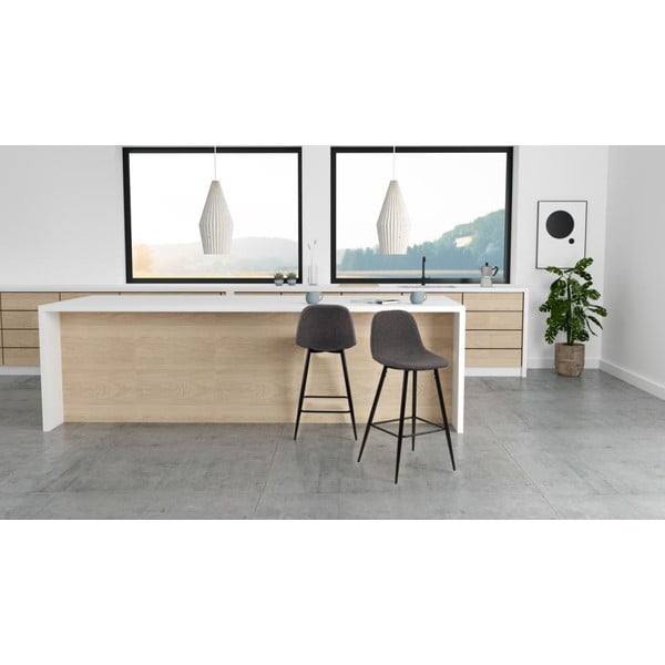 Sivé čalúnené barové stoličky v súprave 2 ks (výška sedadla 65 cm) Wilma – Actona-image-2