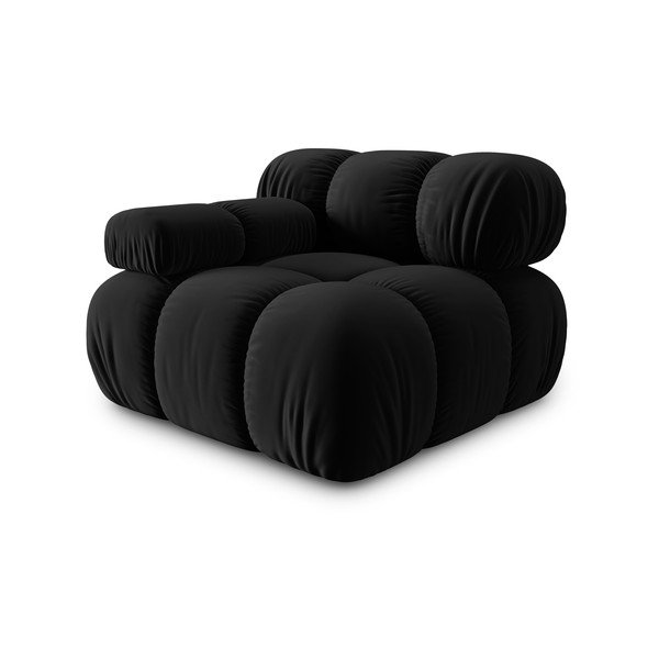 Čierny zamatový modul pohovky (ľavý roh) Bellis – Micadoni Home-image-3