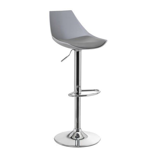 Sivé barové stoličky s nastaviteľnou výškou z imitácie kože v súprave 2 ks (výška sedadla 56,5 cm) – Casa Selección