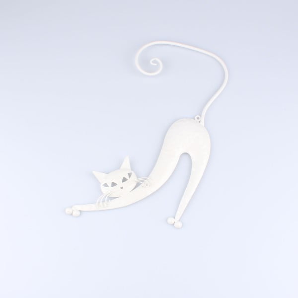 Biela kovová nástenná dekorácia Dakls Cat