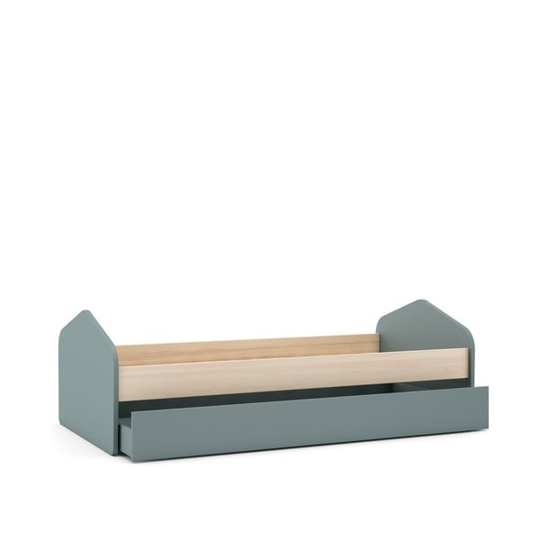 Detská posteľ v dekore borovice s výsuvným lôžkom s úložným priestorom s roštom 90x200 cm v prírodnej farbe/sivozelená Estefania – Marckeric-image-4