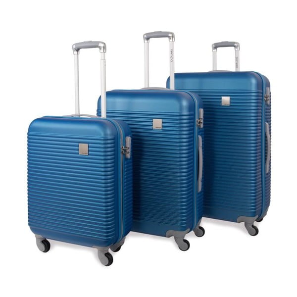 Sada troch modrých cestovných kufrov Jaslen