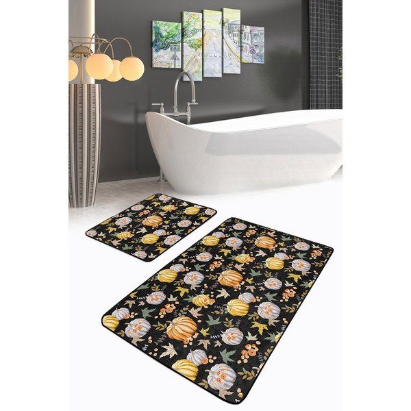 Čierno-oranžové kúpeľňové predložky v súprave 2 ks 60x100 cm – Mila Home-image-2