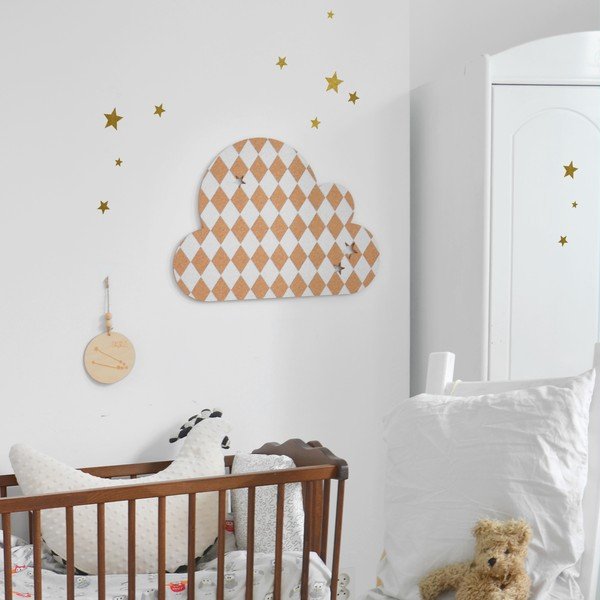 Dekoratívna samolepiaca nástenka Dekornik French Cloud White Stars, 57 x 40 cm-image-1