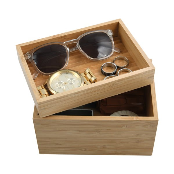 Bambusový kúpeľňový organizér na kozmetiku v prírodnej farbe Isalys – MSV-image-4