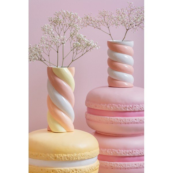 Biela/ružová keramická váza (výška  23 cm) Marshmallow – PT LIVING-image-1