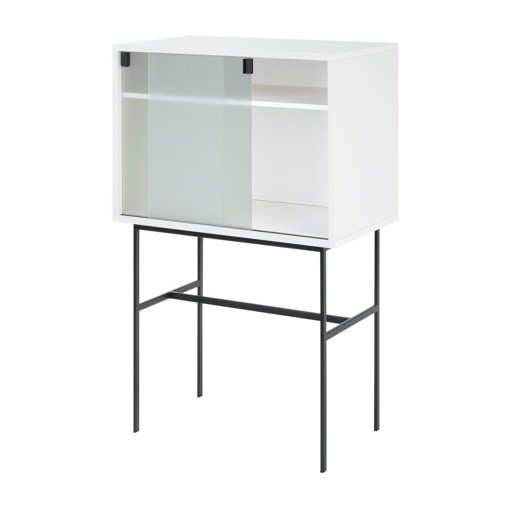 E-shop Sivobéžová vitrína s posuvnými dverami 70x109x40 cm Lekko – noo.ma