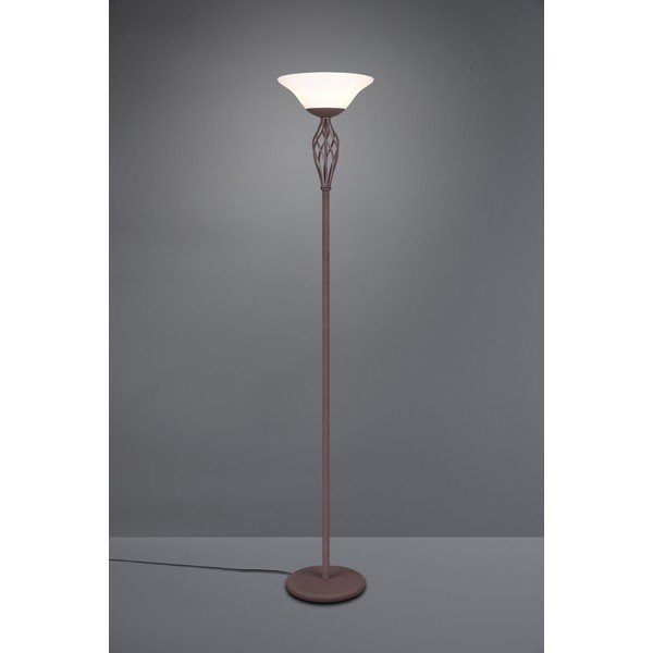 Tmavohnedá stojacia lampa so skleneným tienidlom (výška  180 cm) Rustica – Trio-image-1