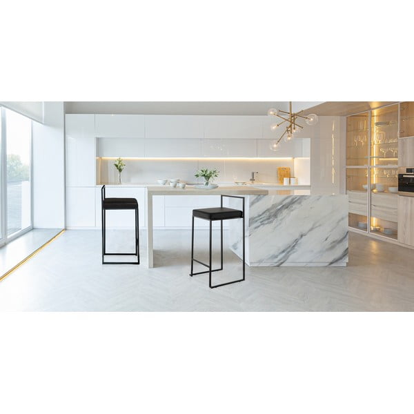 Čierne barové stoličky v súprave 2 ks z imitácie kože (výška sedadla 65 cm) Dodo – Tomasucci-image-1