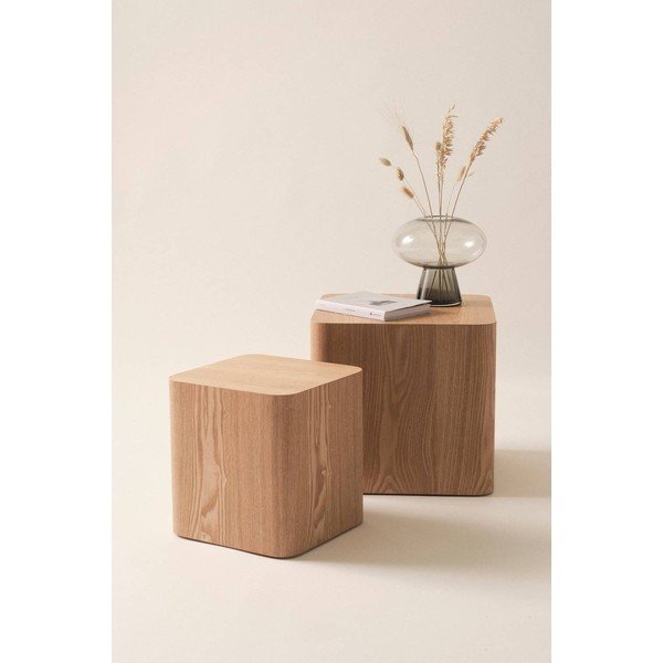 Odkladacie stolíky v súprave 2 ks v dekore jaseňa 40x40 cm Cubo – Jotex-image-1