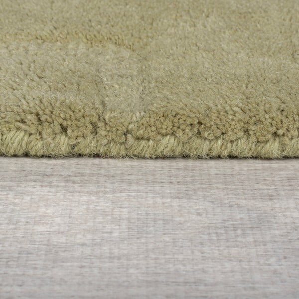 Kaki ručne tkaný vlnený okrúhly koberec ø 160 cm Mesmerise Sage – Flair Rugs-image-3