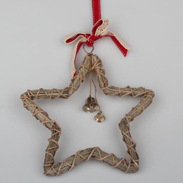 Hnedá ratanová závesná hviezda Dakls Bell, 48 cm