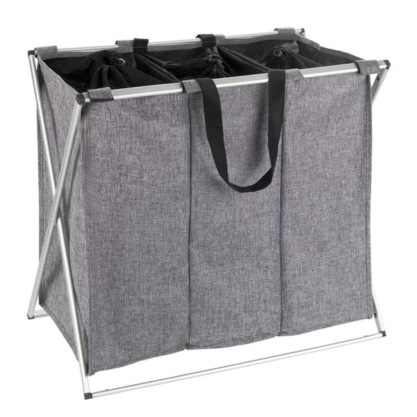 Sivý trojitý kôš na bielizeň Wenko Trio, 130 l-image-1