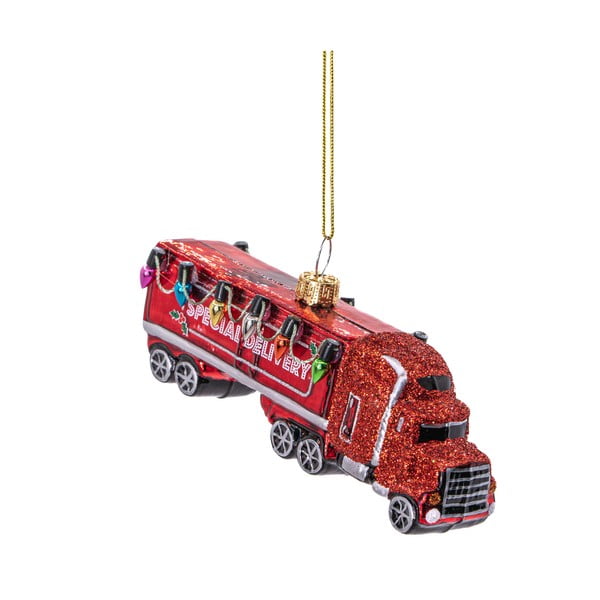 Sklenená ručne vyrobená vianočná ozdoba 4,5 cm Red Truck – Sass & Belle