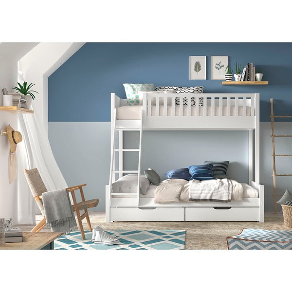 Biela poschodová detská posteľ 140x200/90x200 cm Scott - Vipack-image-4