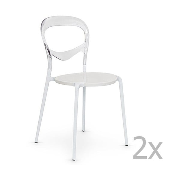 Sada 2 bielych stoličiek Garageeight Monpelie