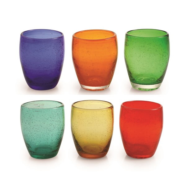 Sada 6 farebných pohárov z fúkaného skla VDE Tivoli 1996 Calamoresca, 280 ml