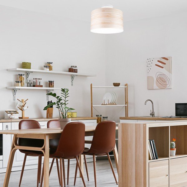 Svetlohnedé stropné svietidlo s textilným tienidlom ø 35 cm Print – LAMKUR-image-2