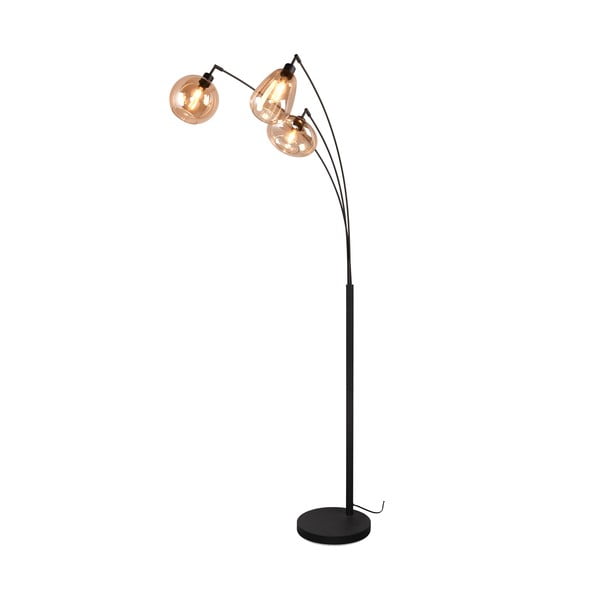 Čierno-oranžová stojacia lampa so skleneným tienidlom (výška 200 cm) Lumina – Trio-image-3