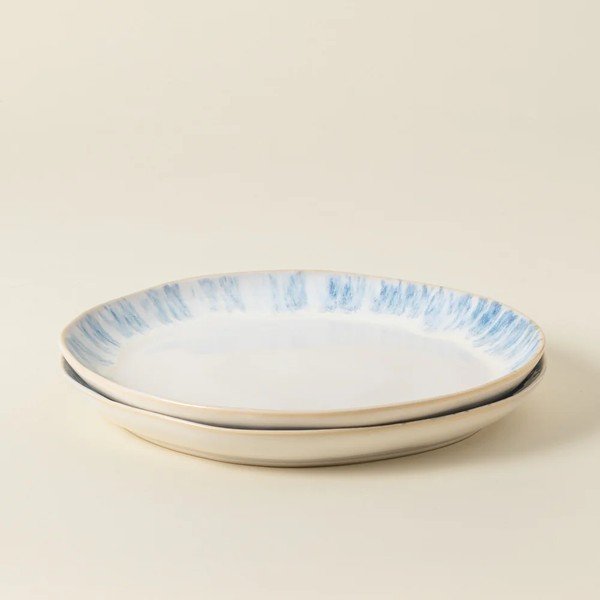 Biely/modrý kameninový tanier ø 28 cm Brisa – Costa Nova-image-2