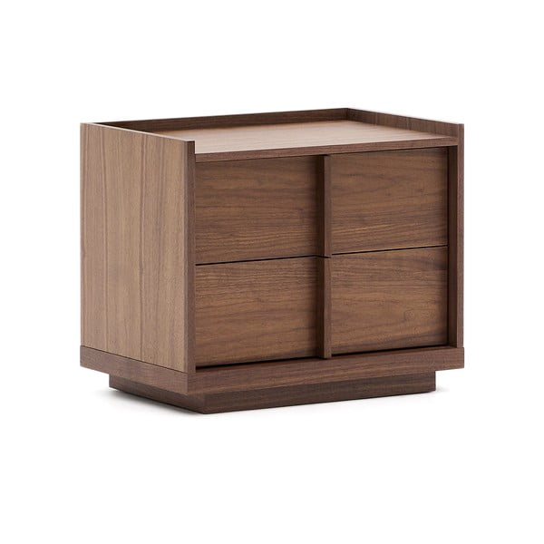 Tmavohnedý nočný stolík v dekore orecha Onix – Kave Home