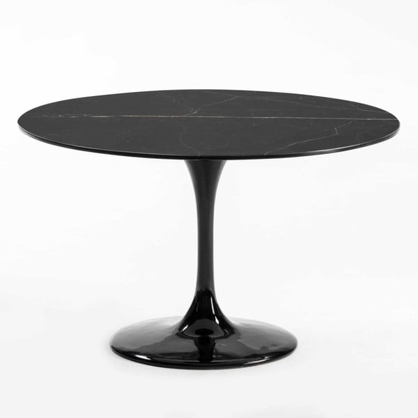 Čierny jedálenský stôl z mramoru a sklenených vlákien Thai Natura, ⌀ 120 cm